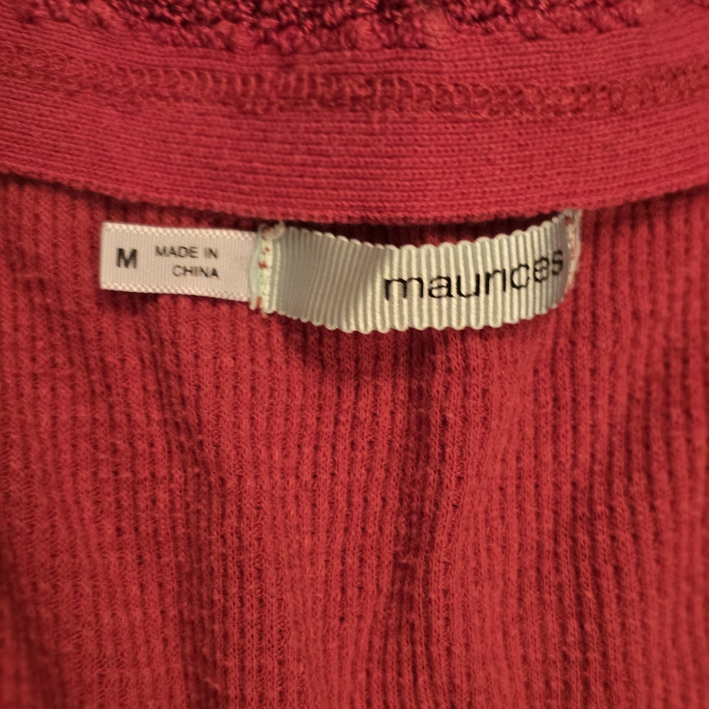 Maurices Red Waffle-Knit Long Sleeve V-Neck Top - Picture 2 of 2